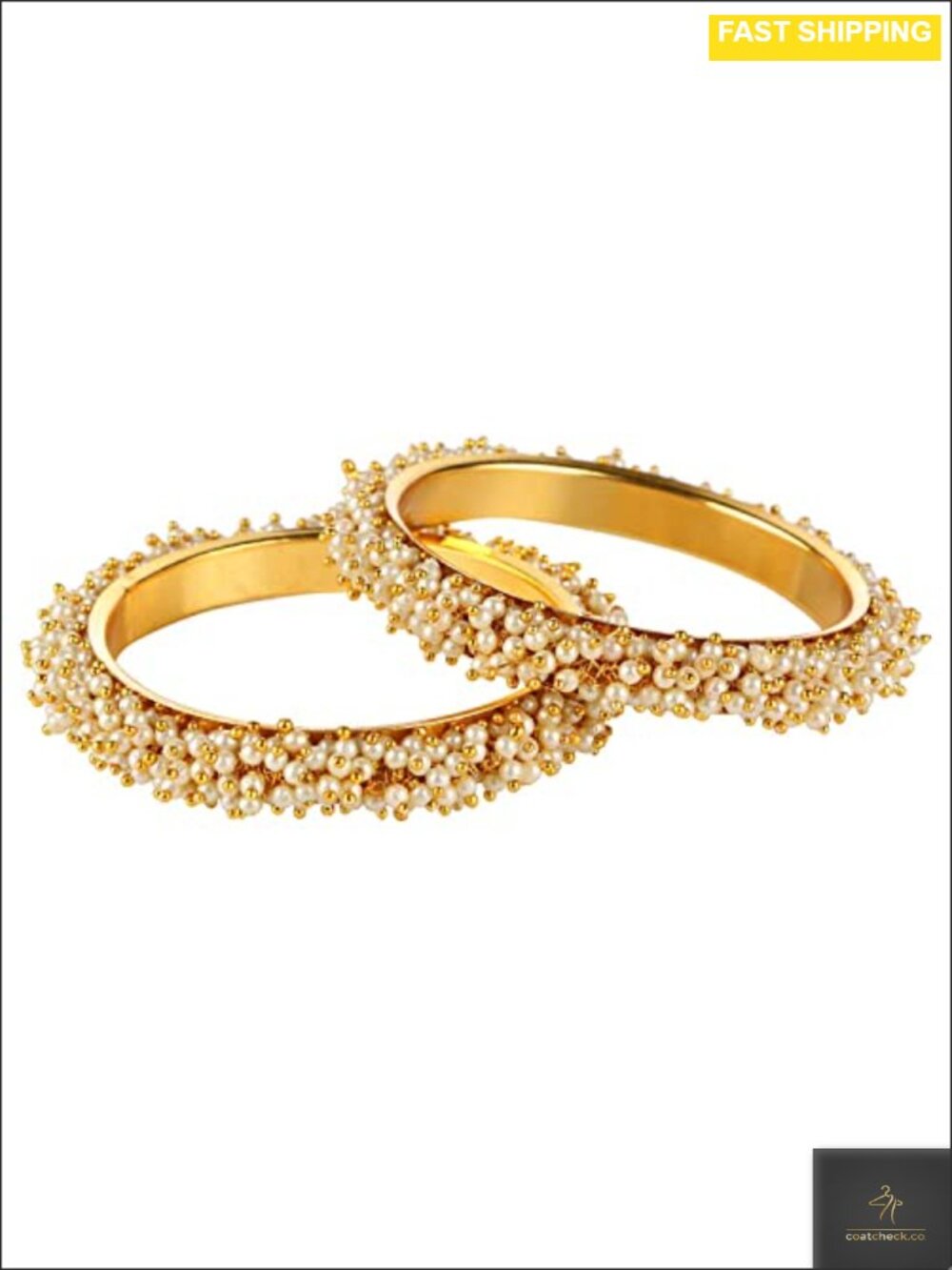 Faux Pearl Beaded Bangle Bracelet Set Alloy Ethnic Party Jewelry 2 Piece